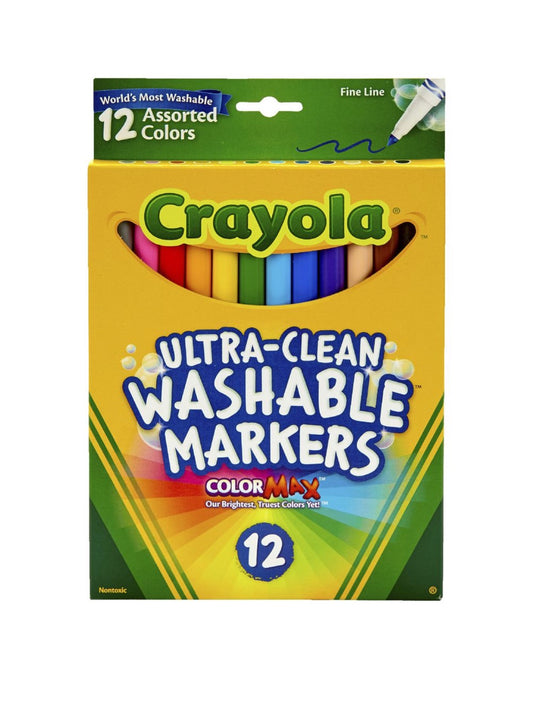 Crayola Ultra Clean Fine Line Markers 12 Pack (colouring)